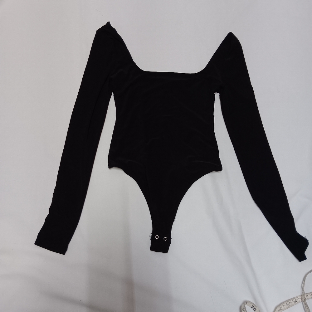 Black Long Sleeve Bodysuit polyester fabric elastic fabric